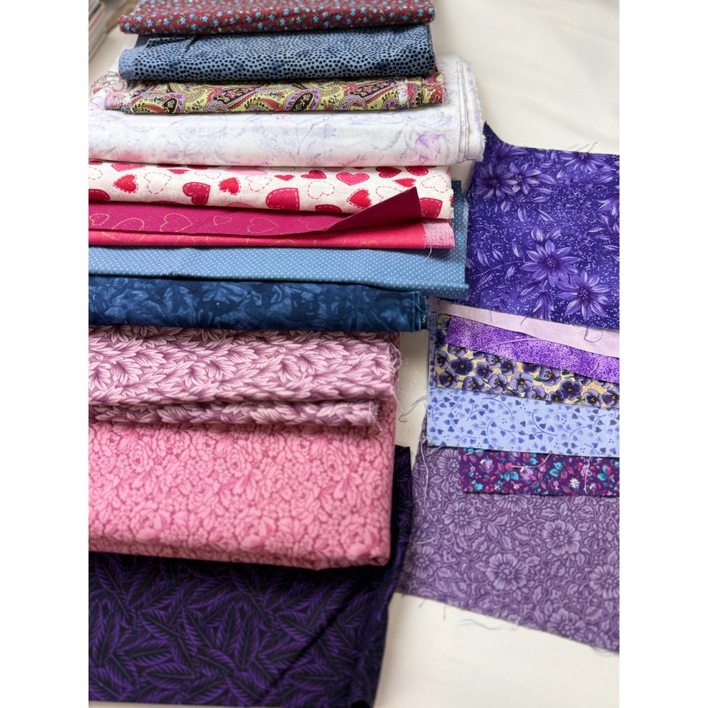 Vintage Fabric Cuts ~ 6 Yds Quilting Bundle Lot Hearts